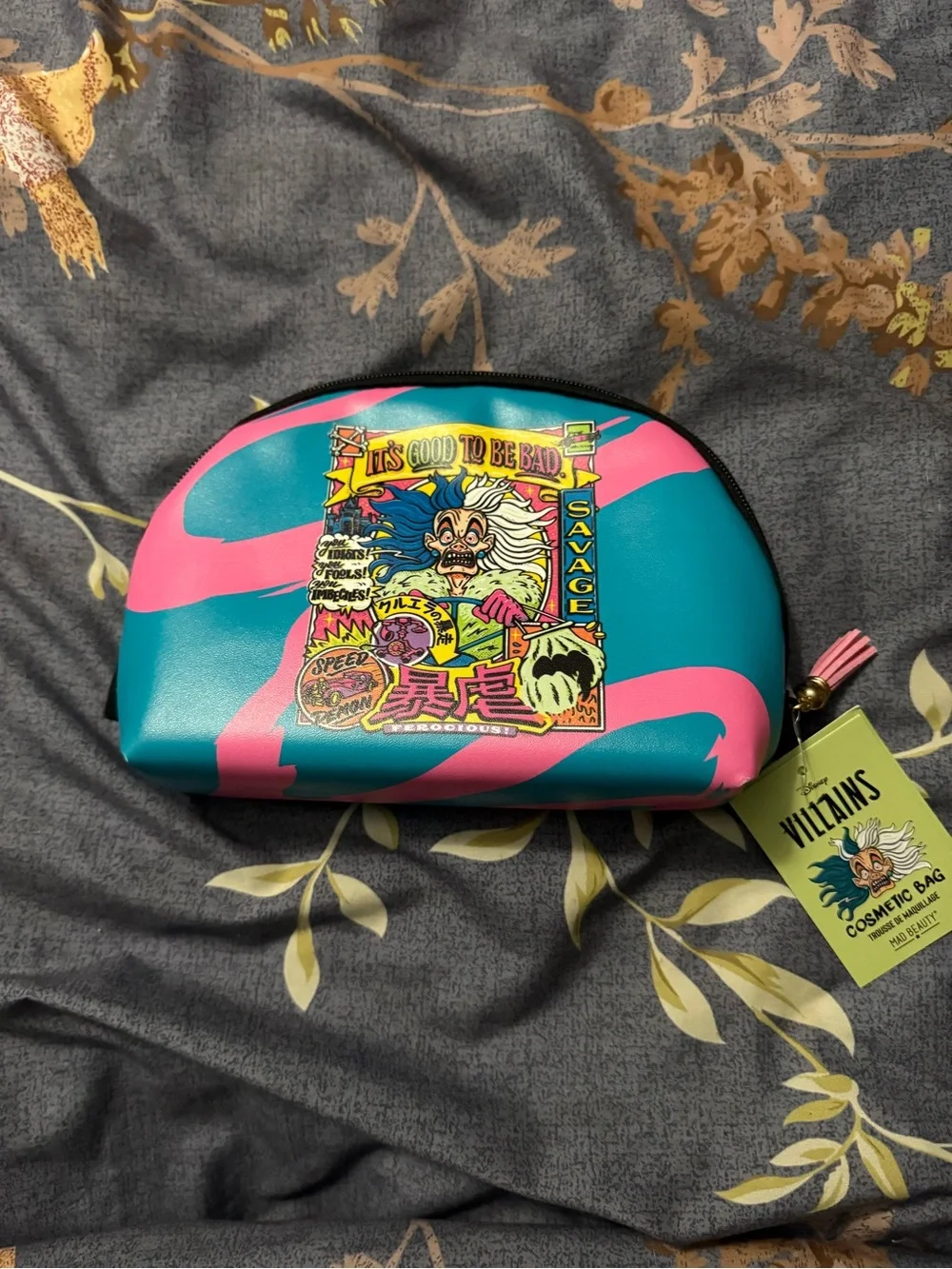 Teal & Pink Graphic Cosmetic Bag